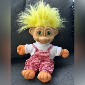 RARE 13” 1984 Soma Troll Doll with Green Light Up Eyes & Yellow Hair